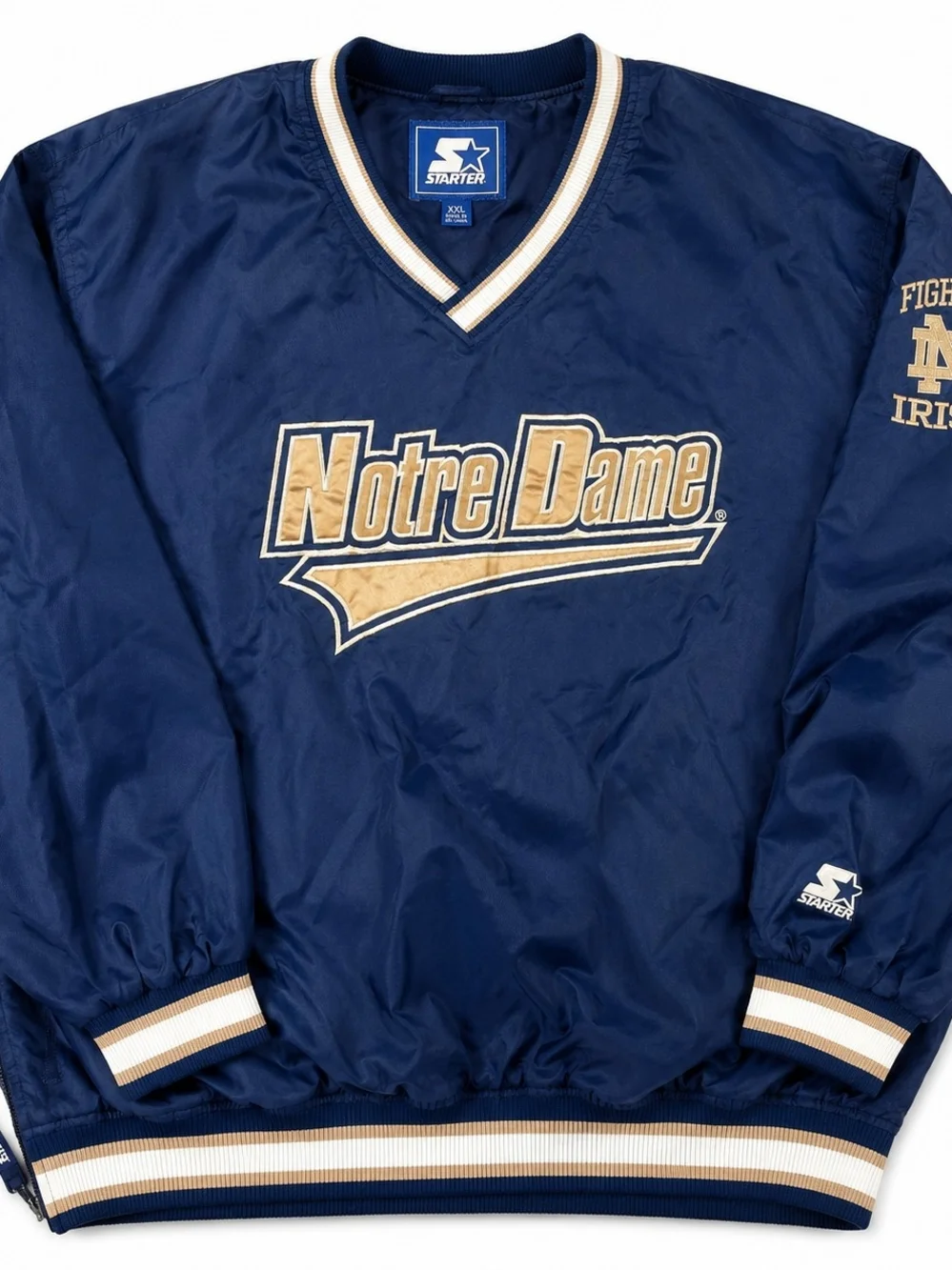 Vintage Starter Notre Dame Fighting Irish Pullover Windbreaker Jacket XXL Blue